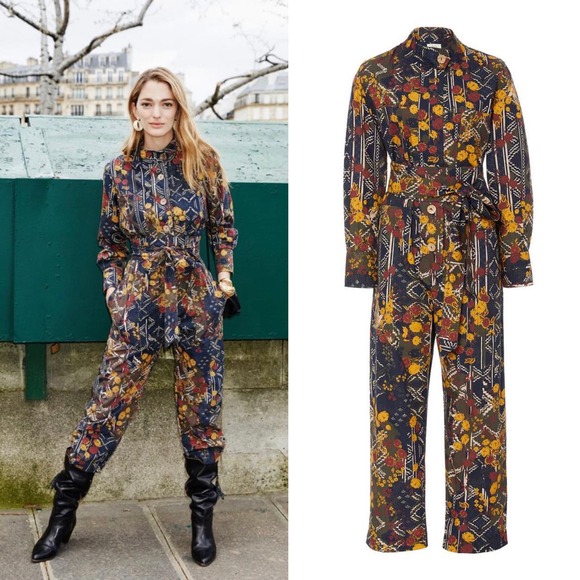 Chufy Puno Cotton Tie Waist Jumpsuit Floral Print Size Medium - Picture 1 of 13